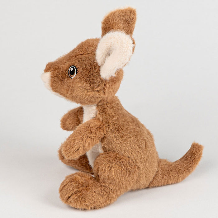 Plush toy kangaroo on a white background