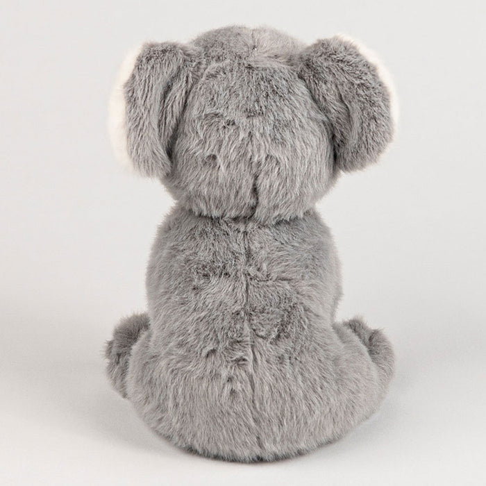 Grey plush toy koala on a white background