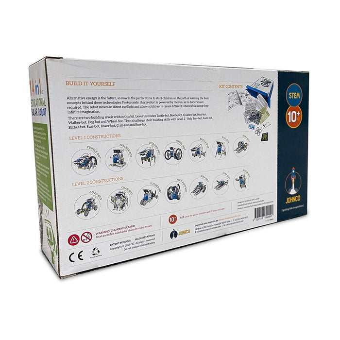 Back view of a toy building kit packaging with illustrations and text on a white background