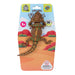 Toy figure of a bearded dragon in packaging with branding on a white background