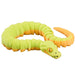 snake toy with green and orange colors on a white background