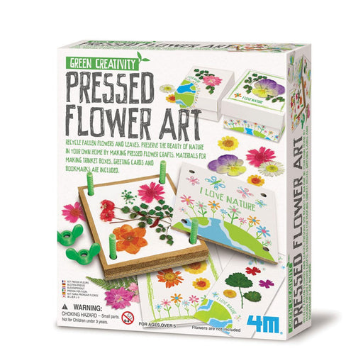 Box of pressed flower art kit with illustrations on a white background