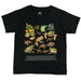 Black t-shirt with illustrations of various frogs and '40 Years of Australian Geographic' text.