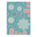 Colorful mosaic pattern with circular designs on a white background