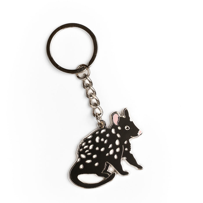 Keychain with a black animal silhouette on a white background