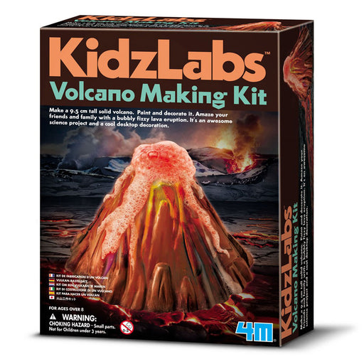 Box of KidzLabs Volcano Making Kit with volcano illustration on a white background