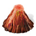 Model of a volcano with red lava and brown rock on a white background