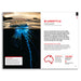 An open printed magazine or brochure page featuring a large underwater photograph of a bluebottle jellyfish on the left and informational text on the right. The page includes headings such as 'BLUEBOTTLE,' 'Physiola physalis' plus small red and white callout boxes and a red jellyfish outline diagram.