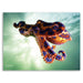 A square wall art print featuring a close-up photograph of a blue-ringed octopus swimming against a soft green and white underwater-like background. Small text in the lower left reads 'Blue-ringed octopus' and 'Australian Geographic'.