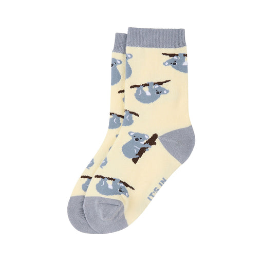 Socks with koala pattern on a butter yellow background
