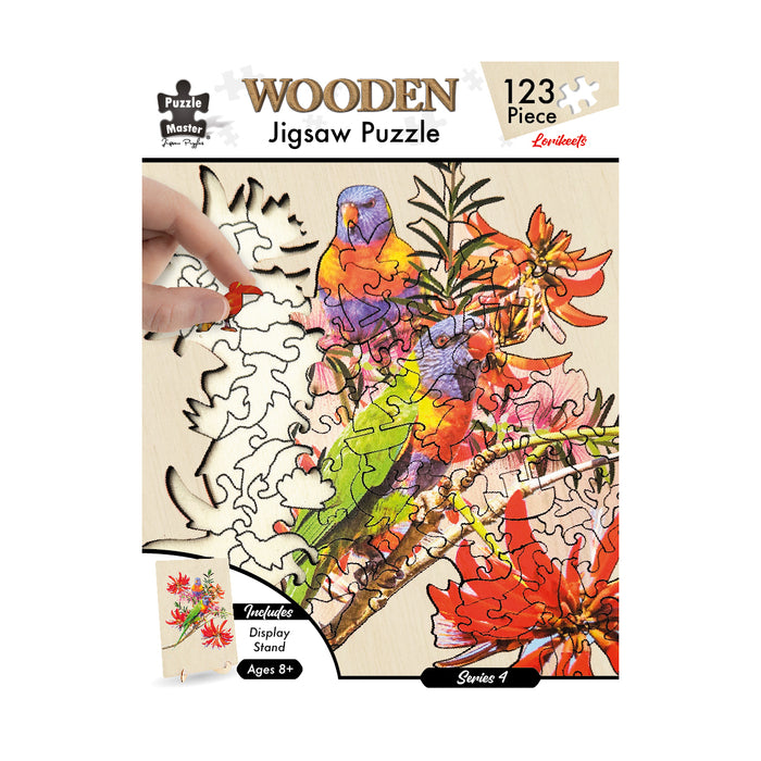 Shaped Wooden 123 Piece Jigsaw Puzzle, Lorikeets