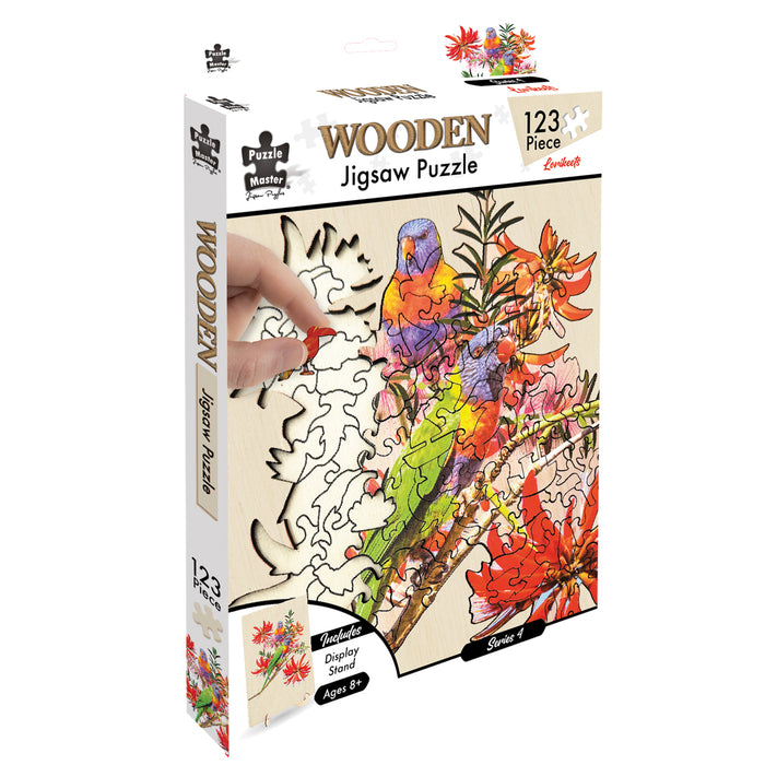 Shaped Wooden 123 Piece Jigsaw Puzzle, Lorikeets