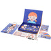 Children's dress-up toy set with paper dolls and accessories on a white background