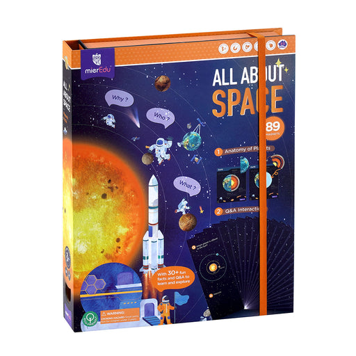 Educational book set titled 'All About Space' with space-themed illustrations on the cover.