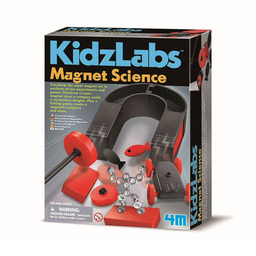 Box of KidzLabs Magnet Science educational toy set on a white background
