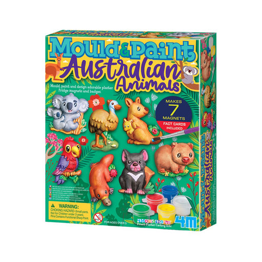Box of Mould & Paint Australian Animals craft kit with colorful illustrations of Australian animals.