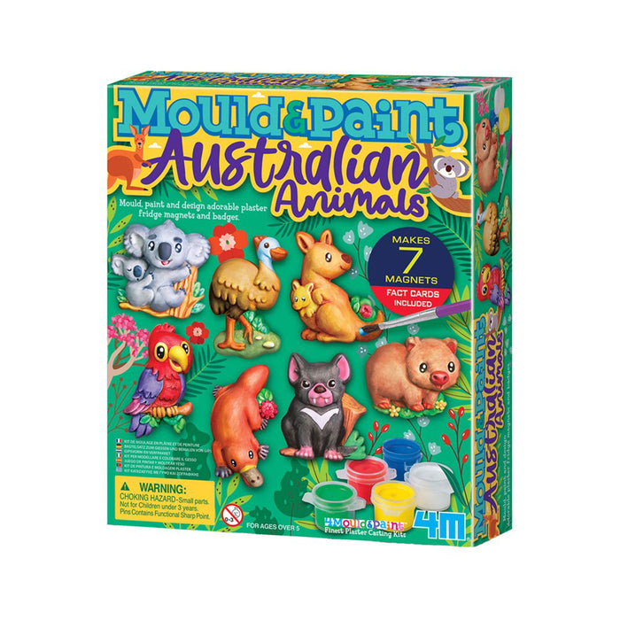 Box of Mould & Paint Australian Animals craft kit with colorful illustrations of Australian animals.