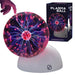 Plasma ball with colorful electric display and packaging in the background
