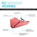 Diagram of a red airplane with features labeled on a white background.