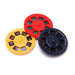 Three colorful plastic viewfinders on a white background