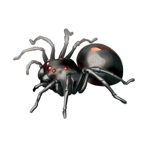 Toy spider with red eyes on a white background