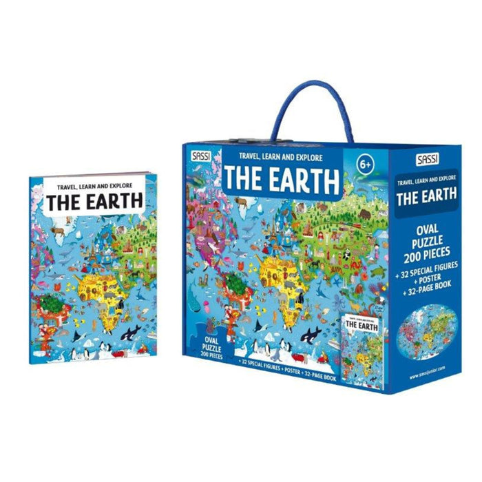 Children's puzzle set with 'The Earth' theme packaging on a white background