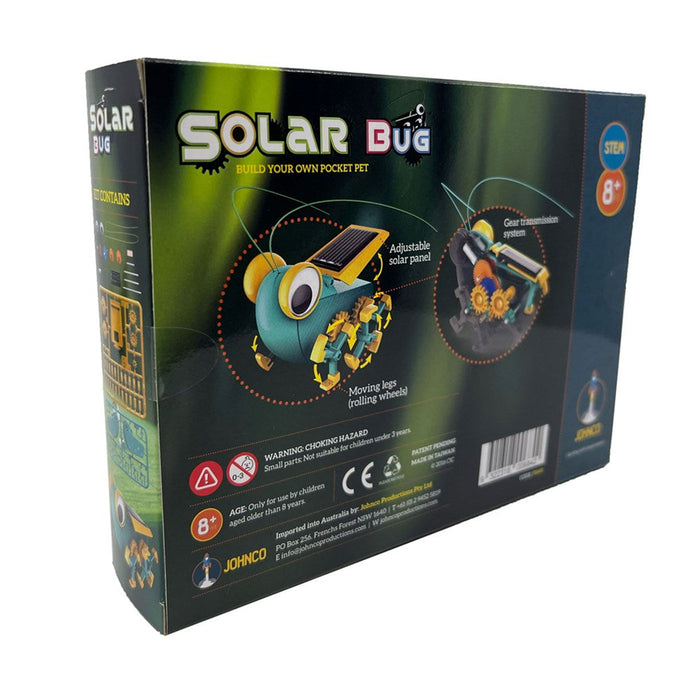 Box of Solar Bug toy with green and black design