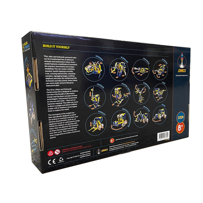 Back view of a toy building kit packaging with illustrations and text on a white background