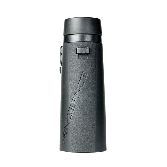 Black binoculars with 'Vengeance' branding on a white background