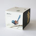 Decorative box with a bird illustration and brand name on a white background