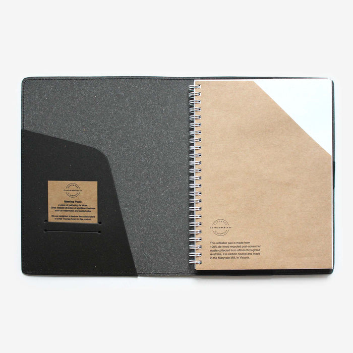 Recycled Leather Journal - Meeting Place (Black)