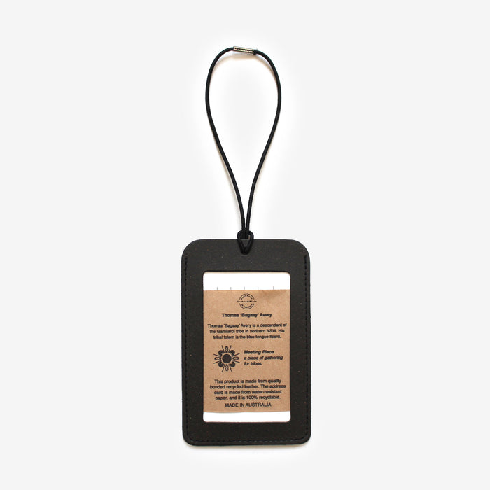 Luggage Tag Leather Meeting Place Black