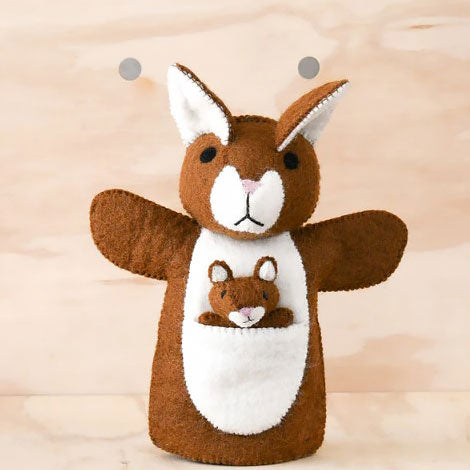 Hand Puppet - Brown Kangaroo with Joey