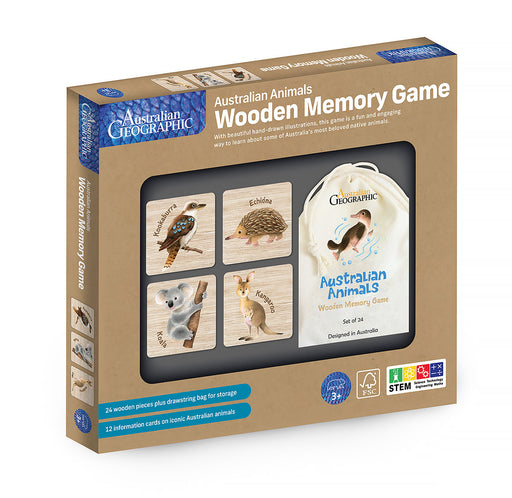 wooden memory game australian animals